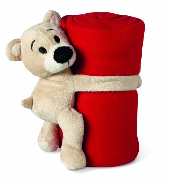 Logo trade promotional items image of: Fleece blanket with bear